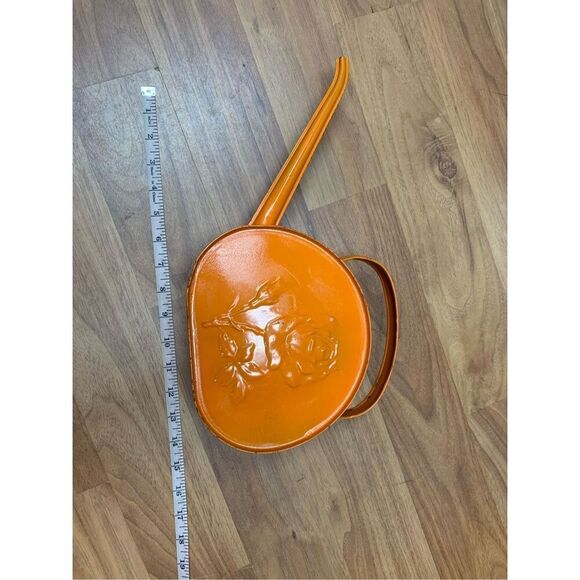 VINTAGE Rose Flower Orange Watering Can - Picture 3 of 11